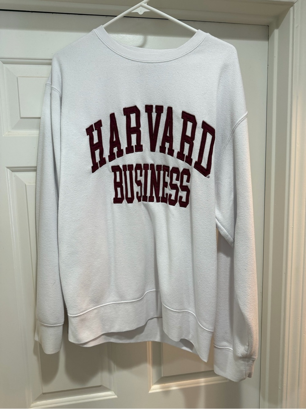 Harvard Business White Fleece Sweatshirt